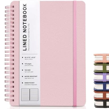 ABERLLS Pink Lined Spiral Journal Notebook with 160 Pages, 8×5.7in, A5 Spiral Notebook, Journaling Notebooks for Work, School, Women, Men, College Ruled Spiral Notebook, Hardcover Leather Journals - Image 8