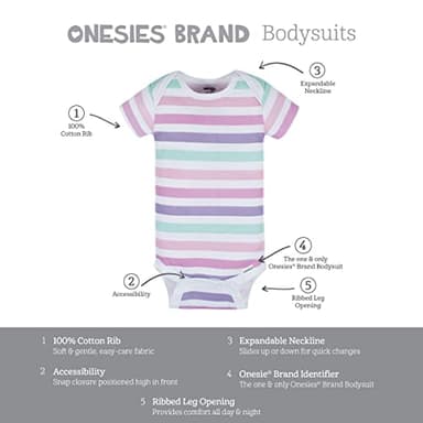 Onesies Brand Baby Girl's 8-Pack Short Sleeve Mix & Match Bodysuits, Rainbows, 3-6 Months - Image 6