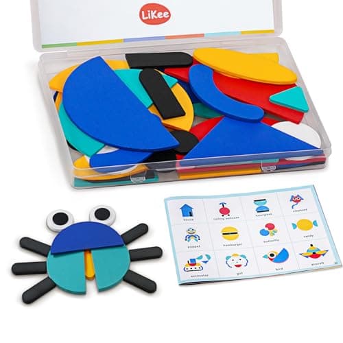LiKee Open Ended Wooden Shape Puzzles with 36 Blocks and 60 Pattern Shapes for Toddlers 3+ Years Old, Montessori Toys Preschool Education Activity for Kids 4-8 Yrs - Image 1