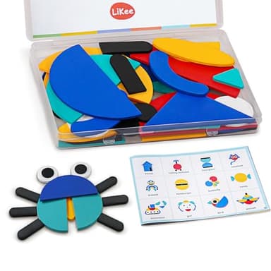 LiKee Open Ended Wooden Shape Puzzles with 36 Blocks and 60 Pattern Shapes for Toddlers 3+ Years Old, Montessori Toys Preschool Education Activity for Kids 4-8 Yrs - Image 1