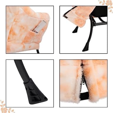 HollyHOME Lazy Chair with Foldable Ottoman, Accent Comfy Lounge Armchair and Folding Footrest Stool, Leisure Sofa Reading Chair and Footstool for Living Room, Bedroom, Dorm,Faux Fur Peach - Image 8