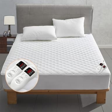 Heated Mattress Pad Queen Size, Electric Mattress Pad Cover w/Dual Control 8 Heating Settings, Bed Warmer w/ 4 Auto Shut Off Settings, UL Certified, Deep Pocket, Machine Washable, White - Image 7