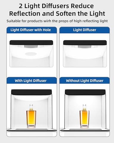 Glendan Light Box Photography, 12"x12" Portable Photo Box Shooting Tent Kit with 2 Light Panels (176 LED Lights) & 6 Kinds Double-Sided Backgrounds for Jewelry and Small Items Product Photography - Image 6