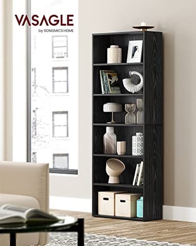 VASAGLE CUSTOS Collection - Bookshelf, 6-Tier Bookcase, Book Shelf, Open Storage Shelf, 9.4 x 23.6 x 63.3 Inches, for Living Room, Home Office, Dinning Room, Ebony Black ULBC166T56 - Image 2