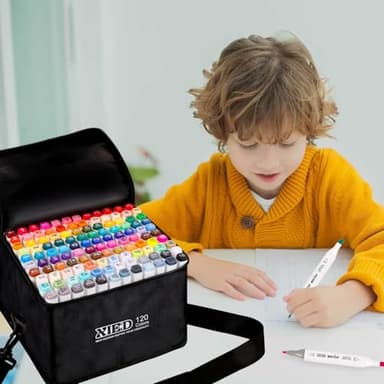 XIEED 120 Colors Premium Alcohol Markers, Alcohol Markers Set with Adjustable Shoulder Strap for Beginners & Artists in Coloring or Sketching - Image 7