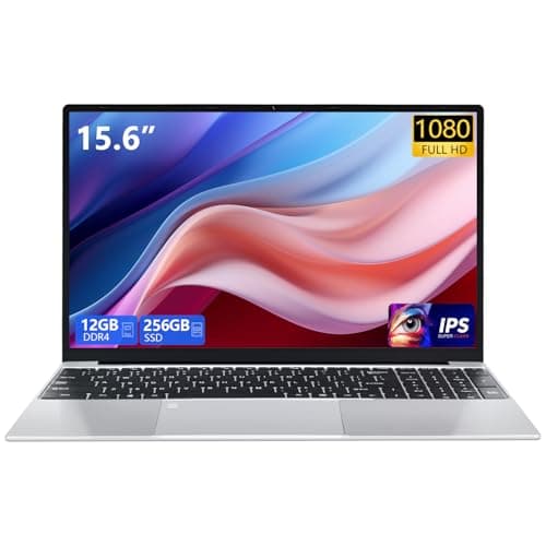 VGKE 15.6" Laptop Computer, 1920 * 1080p Student Laptop with Backlit Keyboard, 12GB DDR4 RAM 256GB SSD, Intel Celeron Quad-Core J4125 Processor, Fingerprint Reader, Webcam, Silver - Image 1