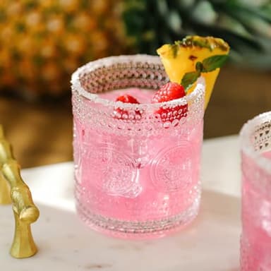 Kate Aspen Hobnail Beaded Floral Clear Drinking Glasses Set of 6, (10 oz) Vintage Glassware Set Cocktail Glass Set, Juice Glass, Water Cups | Great Hostess Gift & Gift for New Home Owners - Image 3