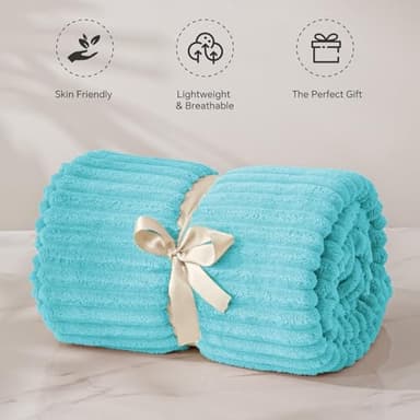BEDELITE Baby Blankets for Boys Girls 30"x 40" - 3D Ribbed Jacquard Cute Fuzzy Fleece Blanket, Warm and Breathable Soft Cozy Infant Toddler Blanket for Newborn All Seasons Suitable, Light Blue - Image 6