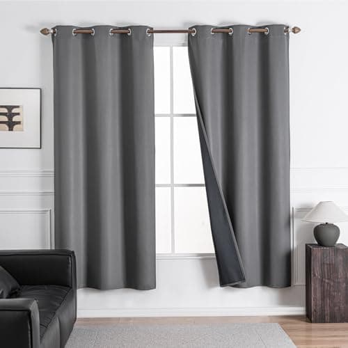 NANPIPER 100% Blackout Curtains for Bedroom 84 Inch Length 2 Panels Set, Solid Thermal Insulated Energy Saving Window Treatment Curtains Grommet Top Drapes, W42 x L84 Inches, Charcoal Gray - Image 1