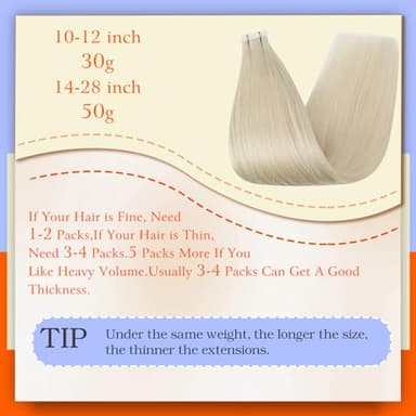 Full Shine Tape In Hair Extensions Double Sided Human Hair Extensions Tape ins Silky Straight Color 60 Platinum Blonde Remy Hair 24 Inch Tape Ins 50G 20 Pcs Seamless Invisible Real Remy Extensions - Image 3