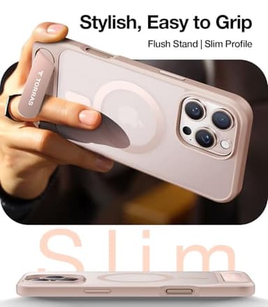 TORRAS for iPhone 16 Pro Max Case Translucent Natural Titanium Gold | Strong Magnetic & Seamless Stand, Fit for MagSafe, Military-Grade Drop Protection, Sturdy Adjustable Kickstand, Slim Matte Finish - Image 6