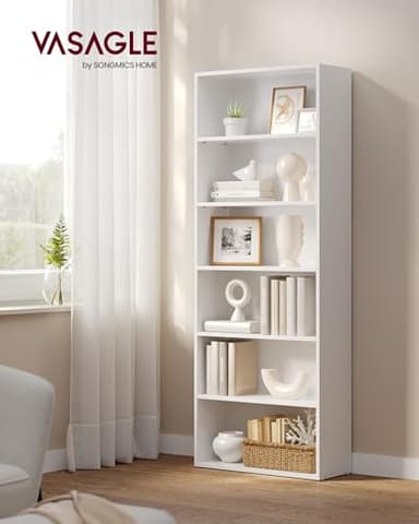 VASAGLE CUSTOS Collection - Bookshelf, 6-Tier Bookcase, Book Shelf, Open Storage Shelf, 9.4 x 23.6 x 63.3 Inches, for Living Room, Home Office, Dinning Room, Cloud White ULBC166T14 - Image 2