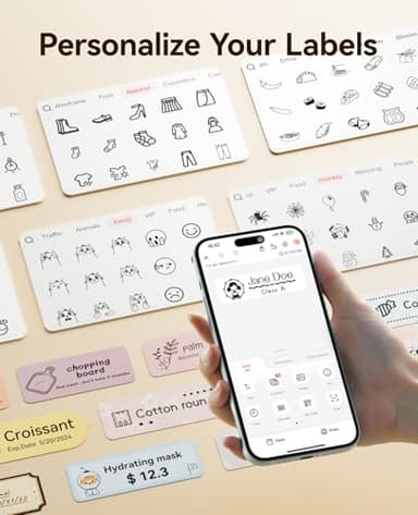 NIIMBOT Label Maker Machine Bluetooth Label Printer for School Home Office Organization, Wireless Mini Labeler D110 Upgraded Version, Label Machine with Label, White - Image 6