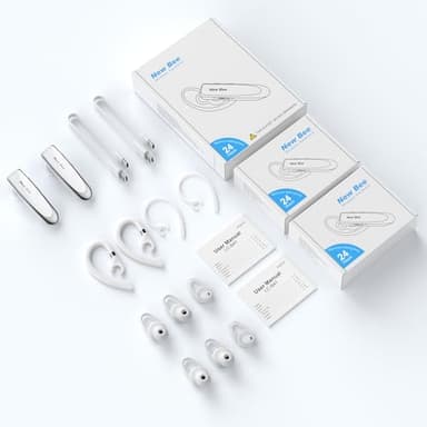 New bee [2 Pack] Bluetooth Earpiece V5.0 Wireless Handsfree Headset 24 Hrs Driving 60 Days Standby Time with Bluetooth Headset for iPhone Android Laptop Truck Driver(White) - Image 7