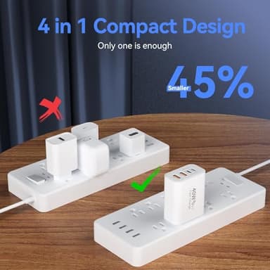 USB C Wall Fast Charger Block, 40W 4-Port Type C Charger Fast Charging Blocks PD Power Charger Adapter+QC 3.0 USB Multiport Charger Brick for iPhone 17/16/15/14/13/12 Pro Max, iPad, Galaxy S25-2Pack - Image 6
