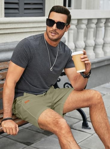 JMIERR Mens Sweat Shorts Summer Fashion Casual Elastic Waist Drawstring Waffle Sports Training Shorts with Pockets 5 Inch Inseam, 3XL, Green - Image 7