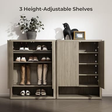 SICOTAS Shoe Cabinet 44" Tall Large Storage Organizer Modern Shoe Rack with Doors & 4 Shelves Mid Century Free Standing 6-Tier Cabinet for Entryway Hallway Living Room Closet (1PCS) - Image 5