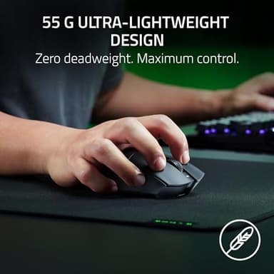 Razer DeathAdder V3 HyperSpeed Wireless Gaming Mouse: 55g Lightweight - USB C Charging - Up to 100 Hr Battery - Advanced 26K Optical Sensor - Gen-3 Optical Switches - 8 Programmable Controls - Black - Image 2