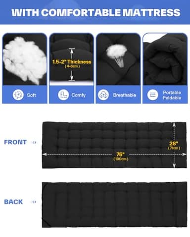 Sportneer Camping Cots for Adults: 1200D Double Layer Oxford Camping Cot with 2 Side Pockets - Heavy-Duty Comfort Cot Bed for Camping Travel Tent Day Outdoor & Home Guest, Ease of Setup - Image 2