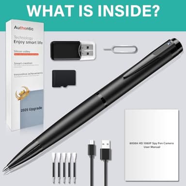 Body Camera Pen with 64GB Memory Card, 1080P HD Mini Surveillance Camera, Portable Pocket Cam, Black - Image 3