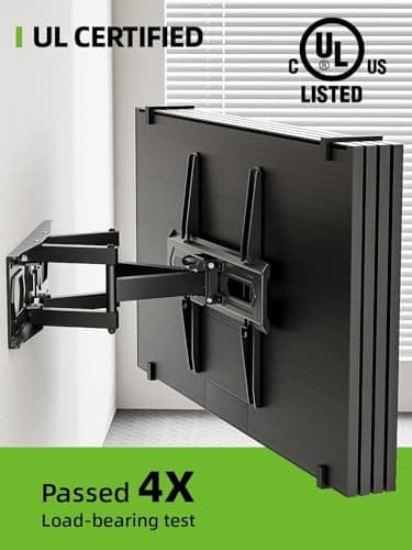 USX MOUNT TV Wall Mount for 32-65 inch Flat Screen/LED/4K up to 110lbs, Full Motion TV Mount Bracket with Swivel & Tilt Articulating Dual Arms, Max VESA 400x400mm, Fits 12/16" Wood Studs - Image 6