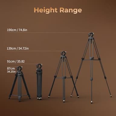SmallRig Heavy-Duty Carbon Fiber Tripod with FreeSpeed One-Step Height Adjust, 75" Tall, Fluid Head, Dual-Mode QR Plate for DJI/MFT, Load up to 17lbs, Professional Video Tripod for Camera AD-80S - Image 8