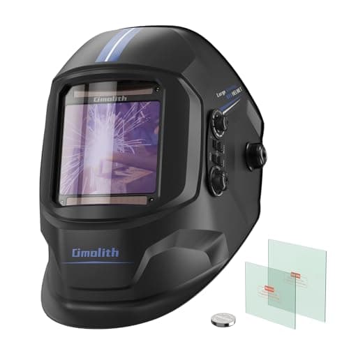 Omolith 3.93"X3.66" Large Viewing 1/1/1/1 True Color Welding Helmet，4 Arc Sensor Auto Darkening Welding Hood，Wide Shade 4/5-9/9-13 for TIG MIG Arc Weld Grinding Welder Mask