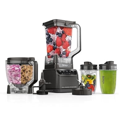 Ninja Blender, Kitchen System for-Smoothie, Frozen, Extract, Chop & Dough, Pitcher, 8-cup Food Processor Bowl, Smoothie Cup, Ninja Total Crushing, 1200 Watt, BPA Free, Dark Grey, BR601AMZ - Image 1