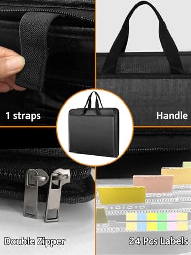 onvvippiv Important Document Organizer Folio Accordion File Organizer Fireproof Expanding File Folder Storage Box with Zipper Labels 13 Pockets for Business Office Receipt Travel - Image 5