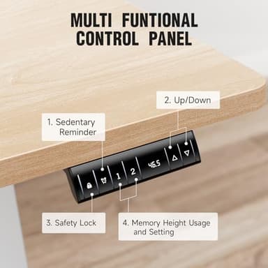 Veken 47.2 Inch Electric Standing Desk, Height Adjustable Sit Stand Up, Wood Desktop, Work Home Office Computer PC Desks, Gaming Writing Study Bedroom Rising Table, Nature - Image 5