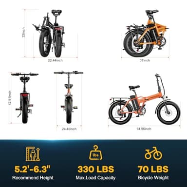 1000W Folding Electric Bike, 48V 20.8AH Large Removable Battery E-Bike, 30+MPH, 80 Miles Max Range, 20" Fat Tire Electric Bike for Adults, Adult Electric Bicycles Commute E-Bikes For Women/Men - Image 7