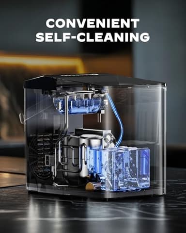 Ice Makers Countertop, Ice Maker Machine with Self-Cleaning 1.8L Water Tank Large Ice Basket, Portable Ice Maker Produces 9 Ice Cubes in Just 6 Minutes Ideal for Home Kitchens and RVs - Image 5