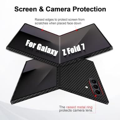 Lenpiti Slim 1500D Aramid Fiber Case Compatible with Samsung Galaxy Z Fold 7, Thin Carbon Fiber Cover Compatible with Magsafe (Matte Black)‌ - Image 2