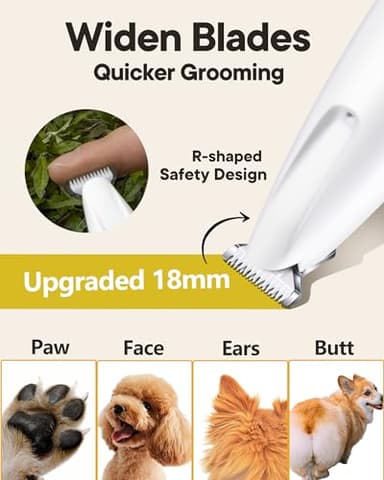 FURBONA Upgraded Dog Paw Trimmer with LED Light, 18 mm Widen Blade, 35 dB Low Noise, LED Display, Fully Waterproof, Rechargeable Clipper for Dogs Cats Trimming Paws, Eyes, Ears, Face, and Rump - Image 2