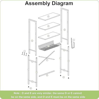 Kalrin Over-The-Toilet Storage Rack, 4-Tier Bathroom Organizer Shelf Over Toilet with Adjustable Shelf and Basket, Freestanding Space Saver Bathroom Shelves Above Toilet for Room (Vintage Brown) - Image 8