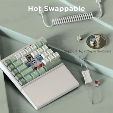 RK ROYAL KLUDGE RKS70 Ergonomic Split Mechanical Keyboard, Wireless Bluetooth/2.4G/Wired Keyboard with Wrist Rest, 75% RGB PC Gaming Keyboards for Win/Mac, Hot Swappable Silver Grey Switches, White - Image 9