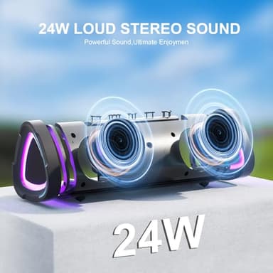 Vanzon Bluetooth Speakers, V40 Wireless Portable Bluetooth Speaker with TWS Dual Pairing, 24W Stereo Sound and 24H Playtime, IPX7 Waterproof Bluetooth Speaker for Home and Outdoor - Image 4