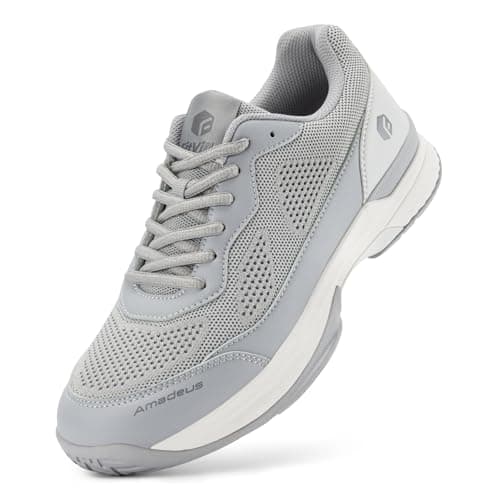 FitVille Pickleball Shoes for Men Tennis Shoes Sneakers for All Court Racquetball Athletic Shoes for Racquet Sport | Arch Support & Wide Toe Box (10.5 Medium, Moon Grey) - Image 1