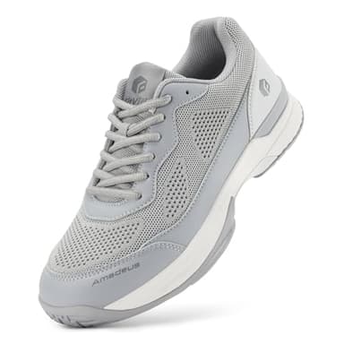 FitVille Pickleball Shoes for Men Tennis Shoes Sneakers for All Court Racquetball Athletic Shoes for Racquet Sport | Arch Support & Wide Toe Box (10.5 Medium, Moon Grey) - Image 1