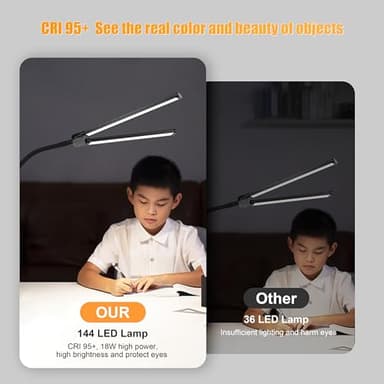 LED Desk Lamp for Office, Eye-Caring Desk Light with 3 Color Modes 10 Brightness, Adjustable Flexible Gooseneck and Retractable pole, 18W DC12V Desk Lamp with Clamp for Reading, Study, Workbench - Image 4