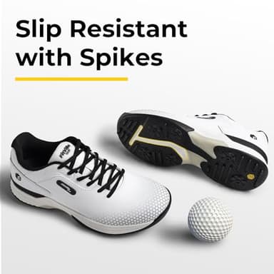 FitVille Extra Wide Mens Golf Shoes Professional Outdoor Waterproof Spiked Golf Shoes for Men(White Black, 10 X-Wide) - Image 2