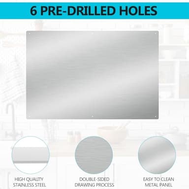 30" x 16" Thicken Heavy Range Hoods Stainless Steel Backsplash,Panel Splatter Guard for Stovetop,6 Pre Drilled Holes for Easy Installation,Keep the Walls Clean, Bright and Beautiful (30" x 16") - Image 4