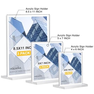 Acrylic Sign Holder 8.5 x 11 Inch 3 Pack, Clear Display Sign Stand for Store Sign Holders, Vertical Double Acrylic Stands, Vendor Booth Display Items - Image 7