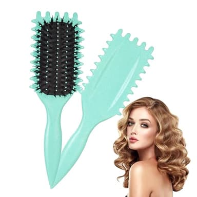 Curl Defining Brush, Curly Hair Brush for Combing and Shaping Curls, Unisex, Green, 1Pcs - Image 1