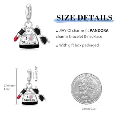 JIAYIQI Lipstick Bag Charms for Pandora 925 Sterling Silver Charms for Bracelet Necklaces Enamel Sunglasses Dangle Pendant Jewelry for Women - Image 4
