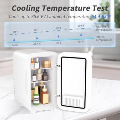 YASHE Mini Fridge, 6 Liter/8 Can 110V AC/DC Portable Thermoelectric Cooler Refrigerators for Bedroom, Skincare, Beverage, Office, Dorm Room and Car, White - Image 4