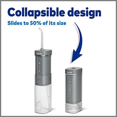 Waterpik Cordless Slide Professional Water Flosser, Portable Collapsible for Travel and Storage, with Travel Bag and 4 Tips, ADA Accepted, Rechargeable and Waterproof, Modern Gray WF-17CD017-1 - Image 6