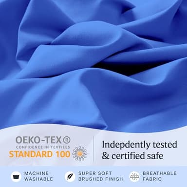 LuxClub 4 PC Sheet Set Bed Sheets Deep Pockets 16" Eco Friendly Wrinkle Free Cooling Machine Washable Hotel Bedding Silky Soft - Marine Blue King - Image 5