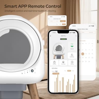 SHETAZ Self Cleaning Litter Box,Automatic Cat Litter Box for Multiple Cats,Robot with APP Control,Dual Safety Protection,Odor-Free Waste Disposal Includes Trash Bags,White - Image 4