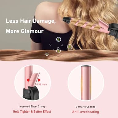 MESCOMB Rotating Curling Iron 1 Inch - Automatic Hair Curler Dual Voltage for All Hair Type, Fast & Effortless Auto Curling Wand with Fast Heating LCD Display 250°F-450°F for Lasting Beach Waves - Image 4
